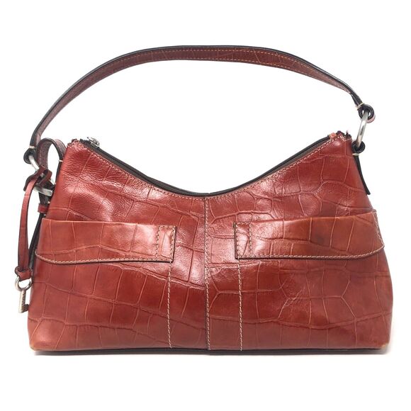 VTG Fossil Leather Shoulder Bag Faux Crocodile Siena Crescent Hobo #75082 - Picture 7 of 15